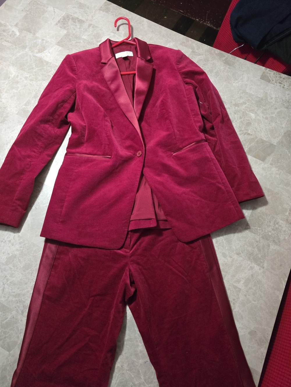 Michael Kors Velvet Pantsuit in Rich Berry
